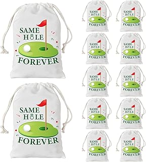 Serencatcher 12pcs Golf Bachelor Party Favor Bags, Same Hole Forever Bachelor Party Cotton Drawstring Gift Bags Goodie Pouch for Funny Golf Bachelorette Party Supplies Hangover Recovery Kit Packaging