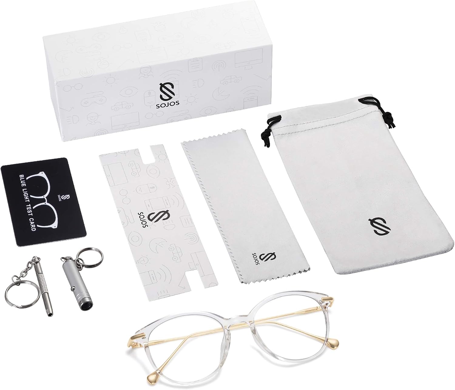 SOJOS Classic Round Blue Light Blocking Glasses Eyewear TR90 Frame AEON SJ5075