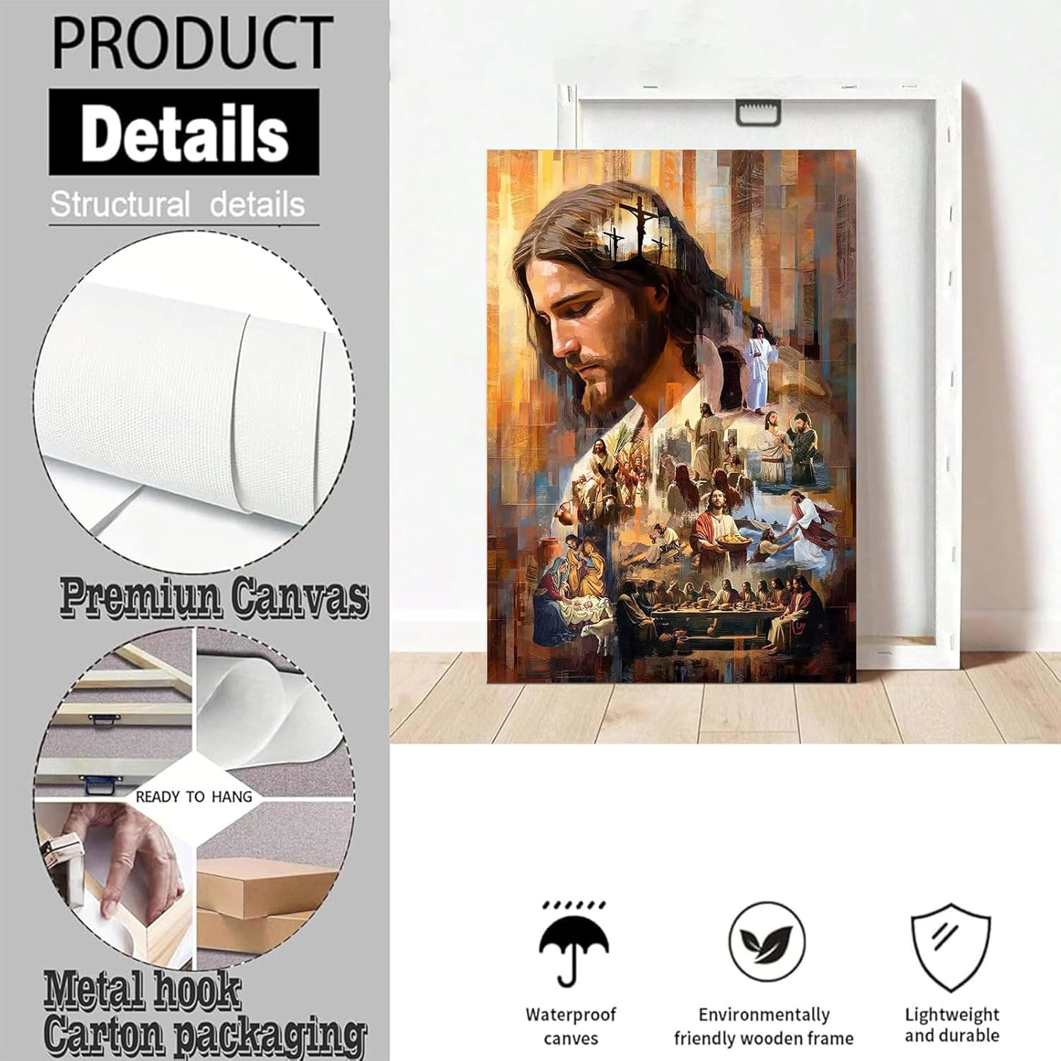 Jesus Wall Art Christ Wall Decor Modern Christian Poster Christian Bible Story Canvas Prints Painting Picture For Living Room Bedroom Church Prayer Home Decor 24x36in Framed