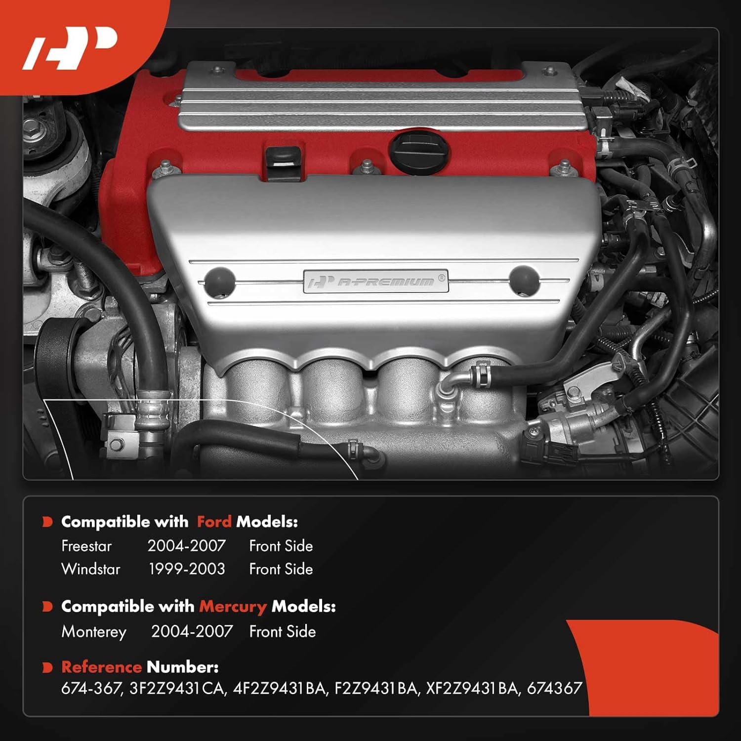 A-Premium Front Side Exhaust Manifold Kit W/Gaskets & Nuts [3.8L 3.9L 4.2L] Compatible with Ford Freestar 2004-2007, Windstar 1999-2003 & Mercury Monterey 2004-2007