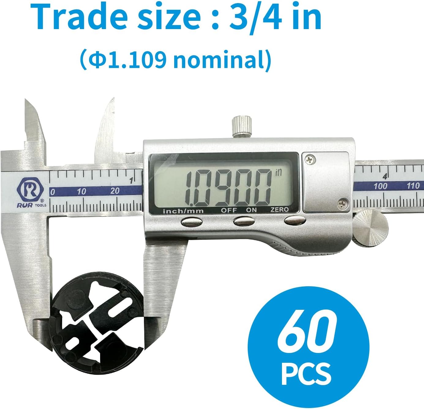 Dicio Electrical Box Knockout Plugs Hole Bushing 1 Inch Black junction box clamp snap in, 60 PCs Cable Connectors Non Metallic Cable clamp Hole Bushing for Junction Box