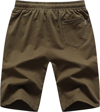 Big Boy's Casual Shorts Summer Cotton Classic Fit Drawstring Elastic Waist Beach Shorts with Pockets