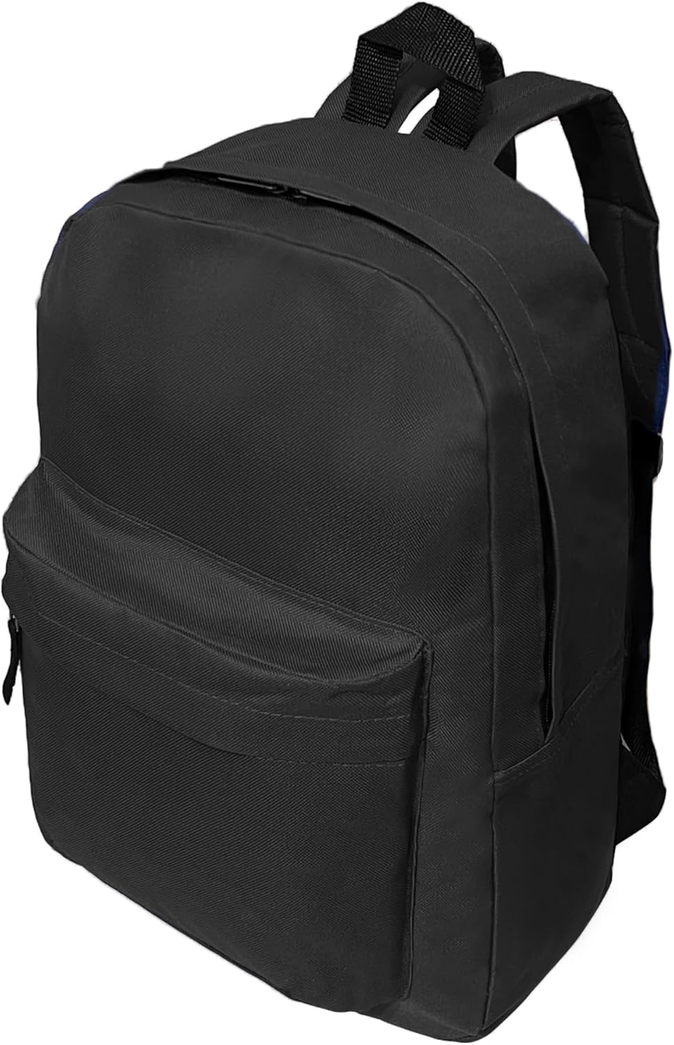 Black Basic School Canvas Backpacks for Boys Girls 15.6 Inch Travel Water Resistant Bookbag Black