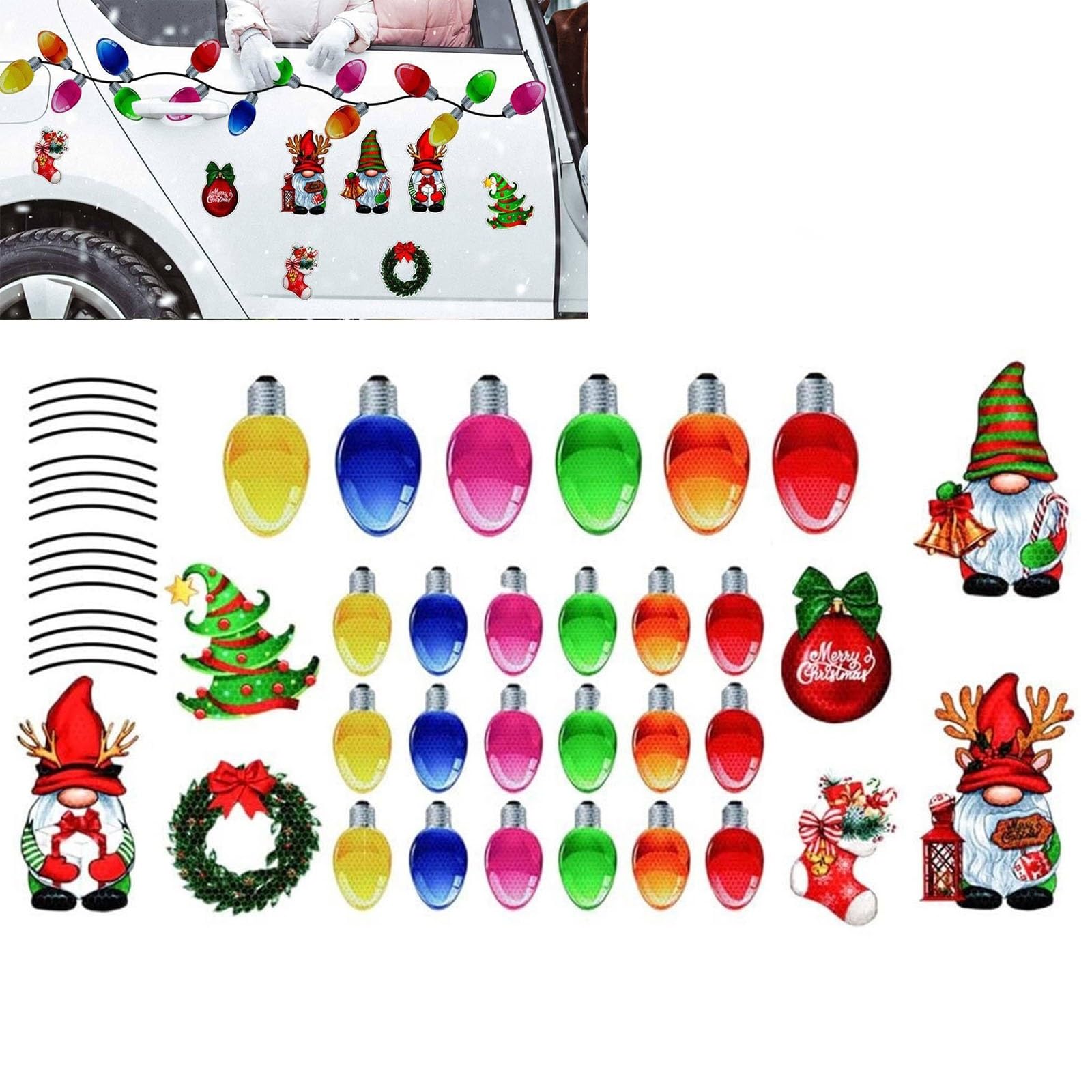 Bombillas magnéticas navideñas para decorar el coche y el refrigerador en fiestas