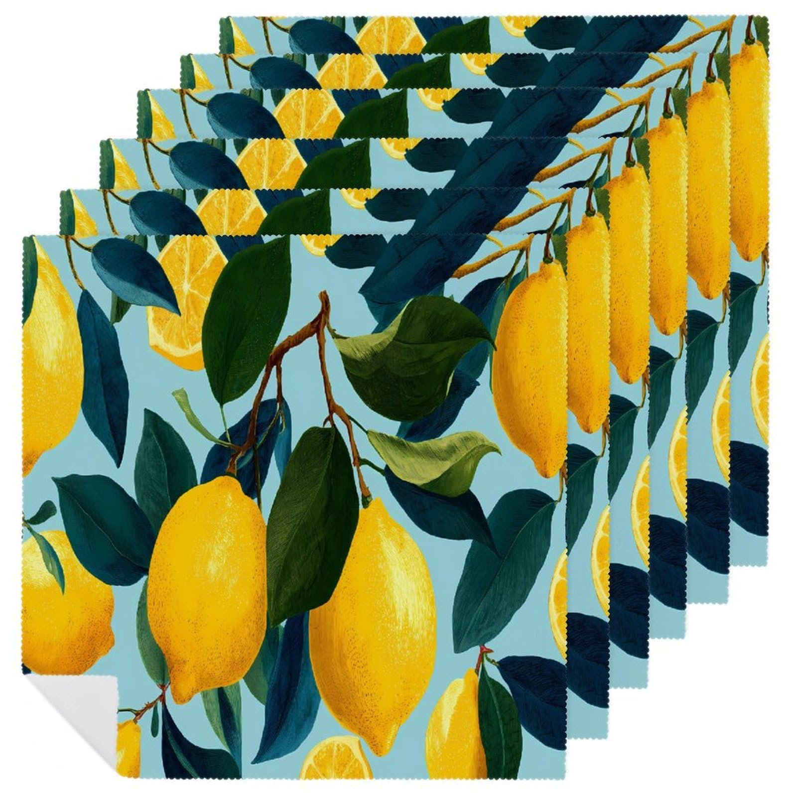 Servilletas de mesa con estampado de limón de tejido cuadrado