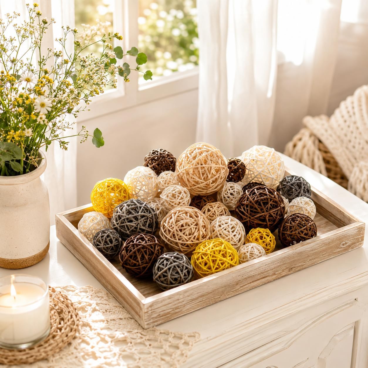 RAINFLOW Decorative Rattan Balls Fillers