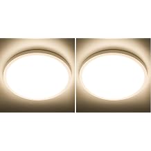 SunRider LED Flush Mount Ceiling Light Fixture, 3000K Warm White, 2400LM, 12 Inch 24W Round Flat Ceiling Lights, 240W Equiv. Panel Lamp, Non-Dimmable Pack of 2