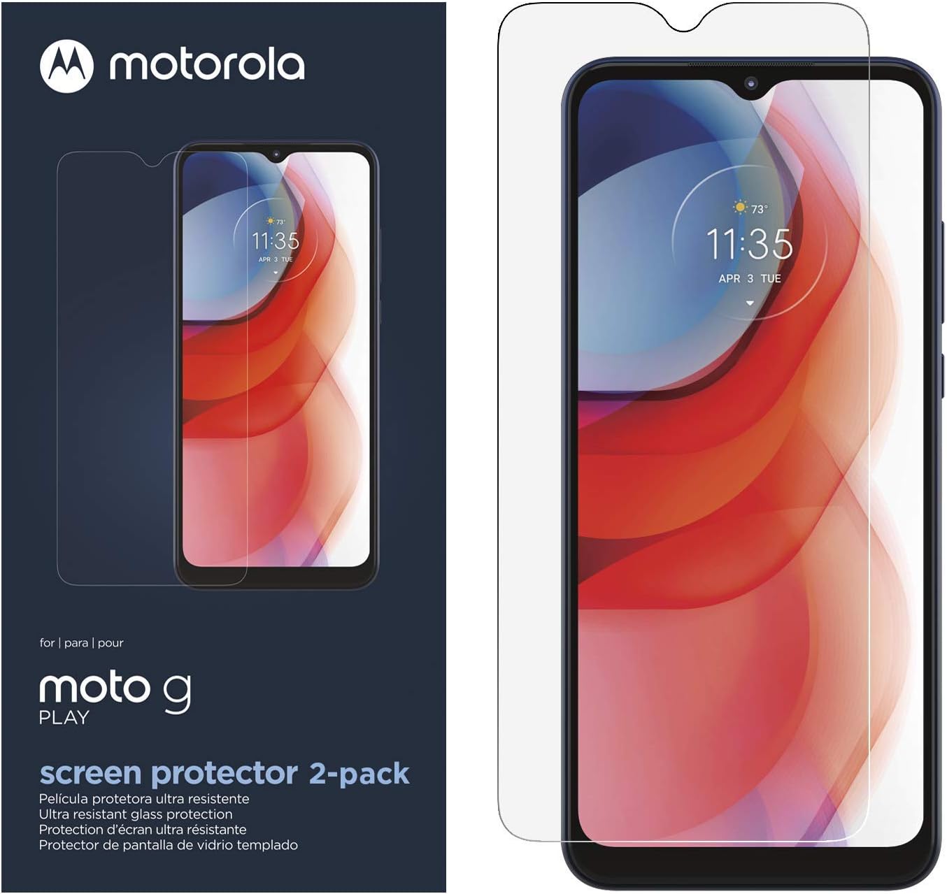 Motorola (2 Pack Moto G Play (2021) Screen Protector- Strong Tempered Glass with Antimicrobial treatment for total screen protection and freshness