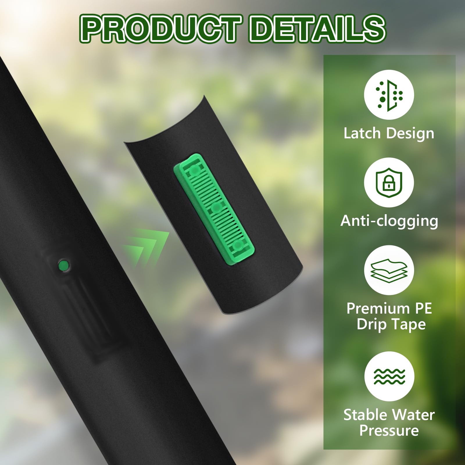 150M 5/8" Nastro Irrigazione a Goccia Kit, TOROKOM Nastro Irrigatore Spazio Fori 6", Componenti Sistema di Irrigazione per Giardino, Fattoria, Prato e Serra