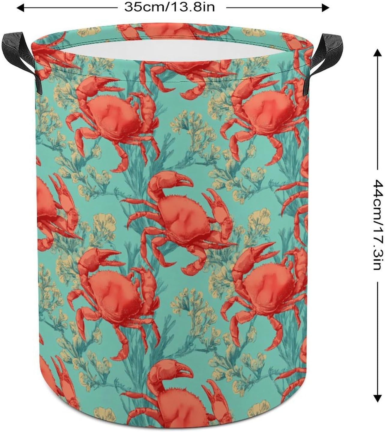 Crabs And Coral Pattern Laundry Hamper Basket for Home Bathroom | clothes storage,handle,large capacity,oxford