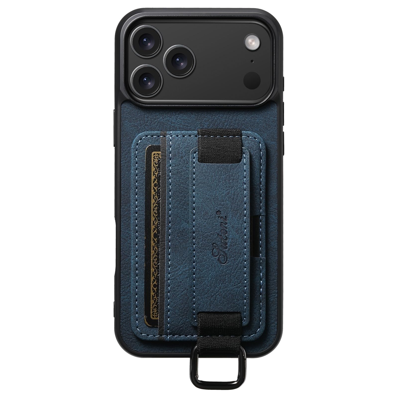 Coque iPhone 15 Plus bleu portefeuille cuir avec dragonne silicone - 7