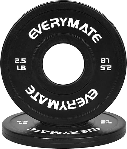EVERYMATE Juego de placas de peso de cambio negro, 1.25 libras, 2.5 libras, 5 libras, juego de placas olímpicas fraccionarias para entrenamiento