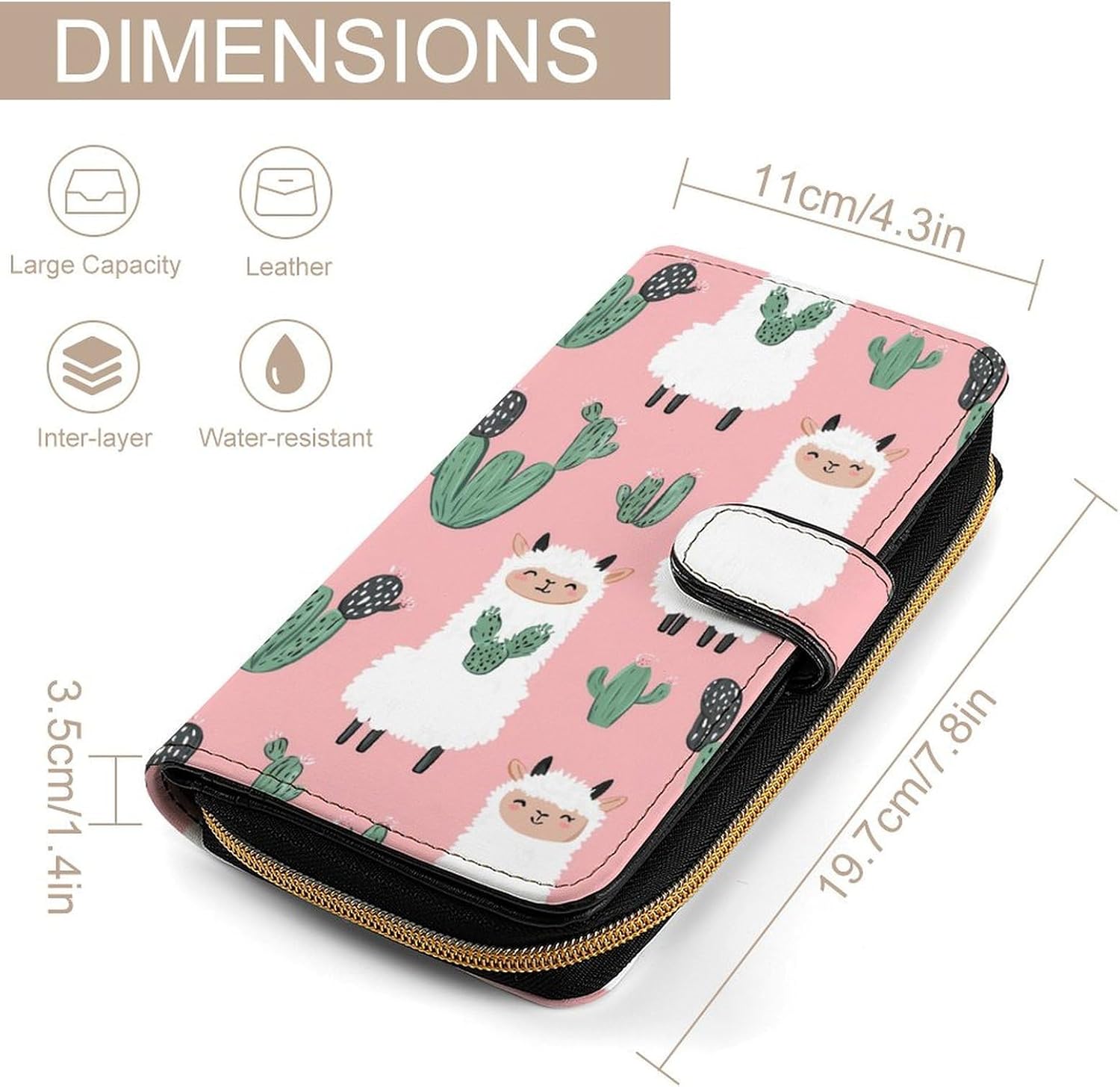 Cute Alpaca Women's Long Wallet Leather Large Capacity Wristlet Clutch Purse Wallets