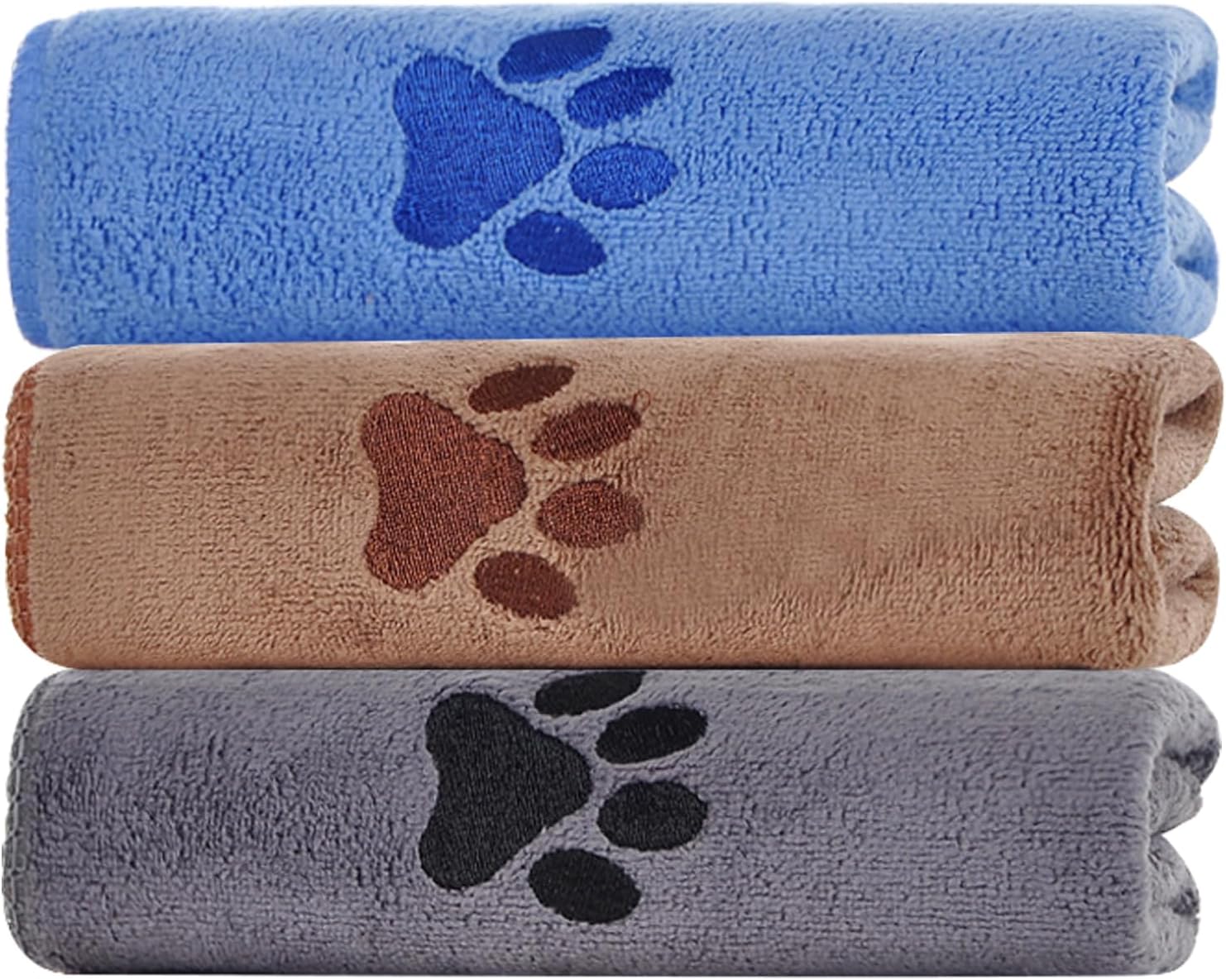 Pack of 3 Dog Towel Pet Bath Towel Extra Absorbent 75 x 35 cm Microfibre Dog Towel Durable and Quick Drying for Dogs Cats or Other Pets