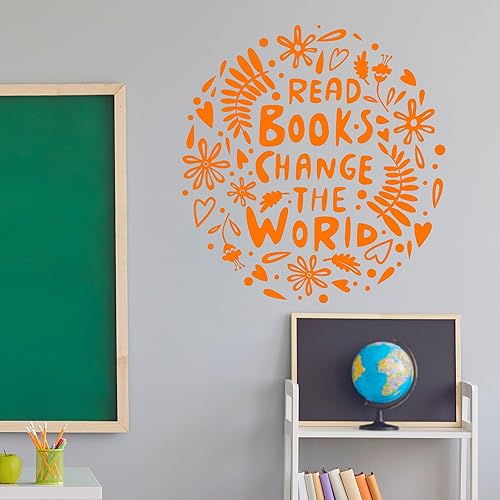 Miniatura 4 de Vinilo adhesivo para pared, diseño de libro de lectura Cambiar el mundo Frase Library Library Library, decoración grande (g4690), color negro