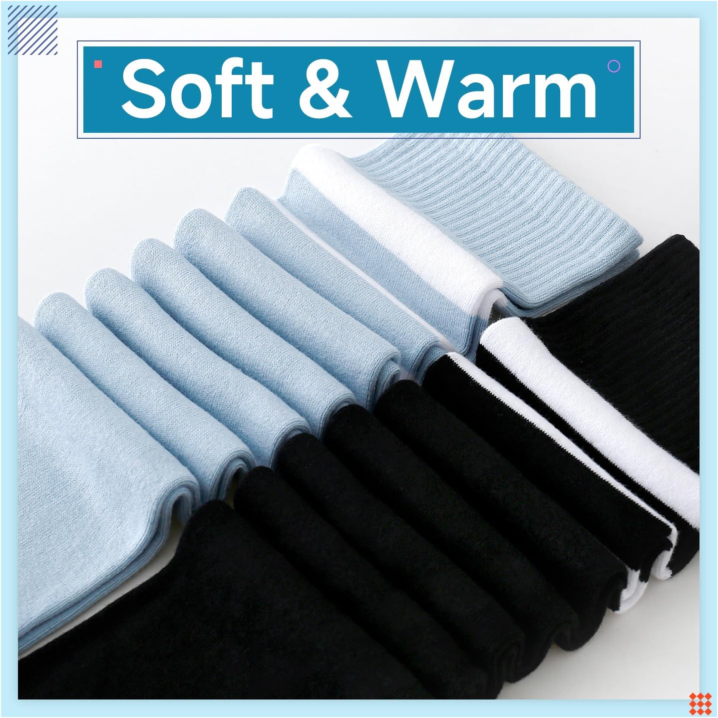 Kayhoma Extra Long Cotton Stripe Thigh High Socks Over the Knee High Stockings, Blue and Black, 2 Pairs