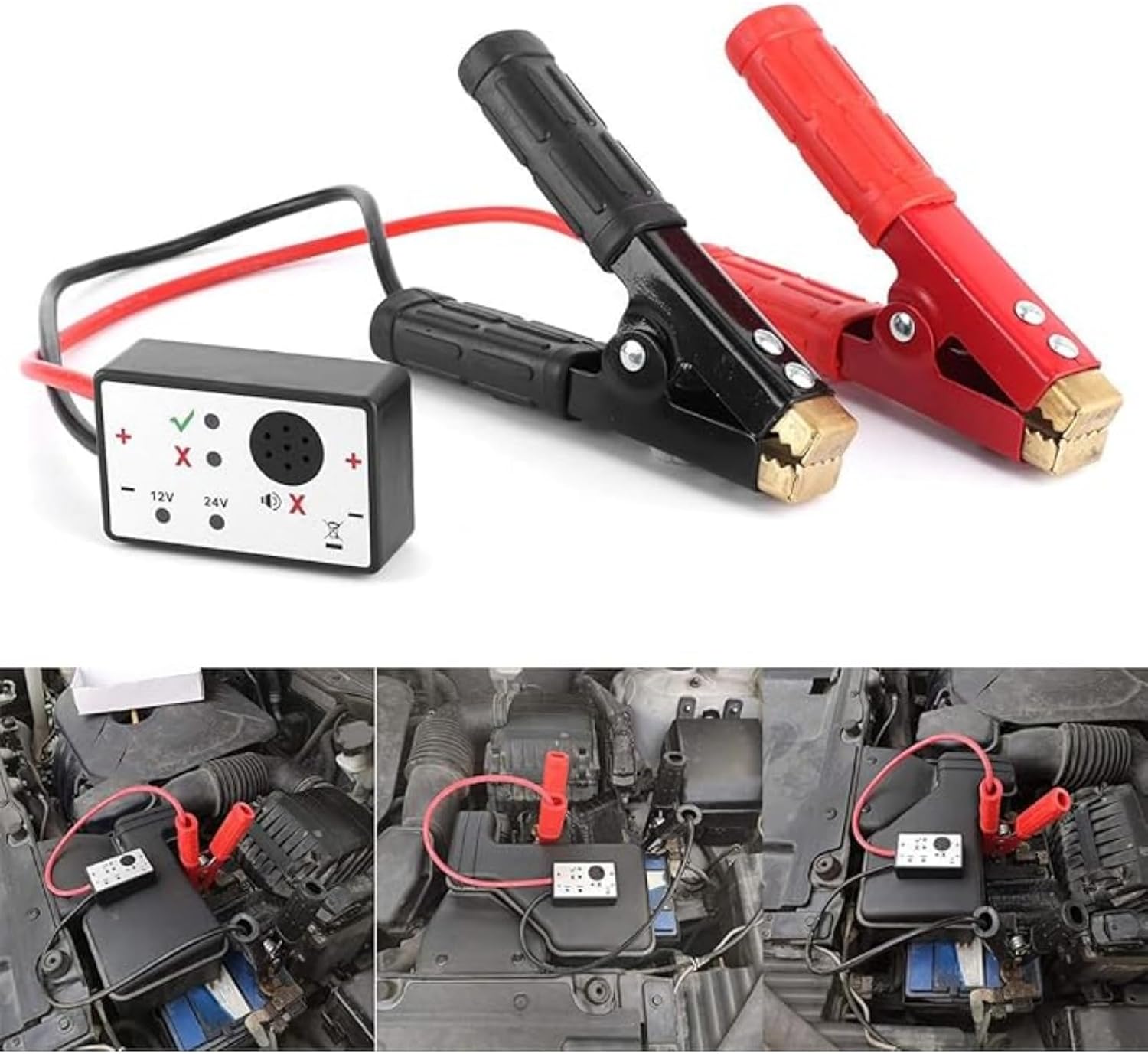 12V/24V Automotive Surge Protector – Battery Terminal-Mounted Voltage Spike Absorber with LED & Alarm for Welding, Jump-Starting, and Electrical System Protection