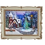 Kurt S. Adler 7.48-Inch Battery-Operated Light Up Musical Village Scene Frame