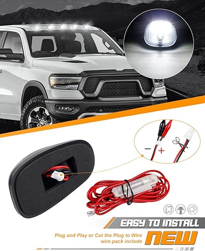 Miniatura 3 de HERCOO Clearane - 5 luces de marcador LED para techo de cabina de techo con arnés de cable compatible con camionetas Doge Ram 1500 2500 3500 4500