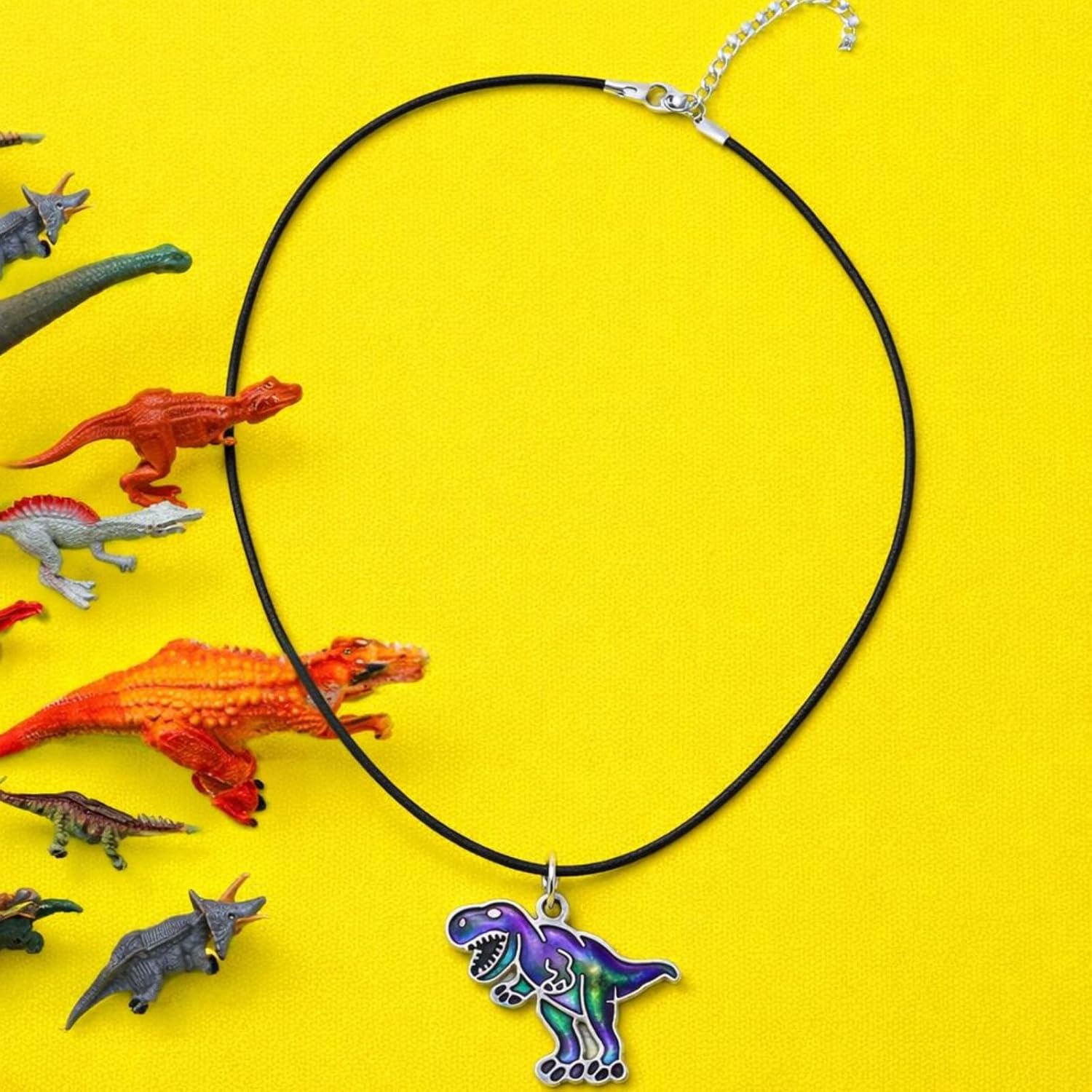Ello Elli T-Rex Dinosaur Necklace, Stainless Steel T-Rex Pendant with Leather Cord, Fun Gift for Teens & Dinosaur Lovers - Image 4