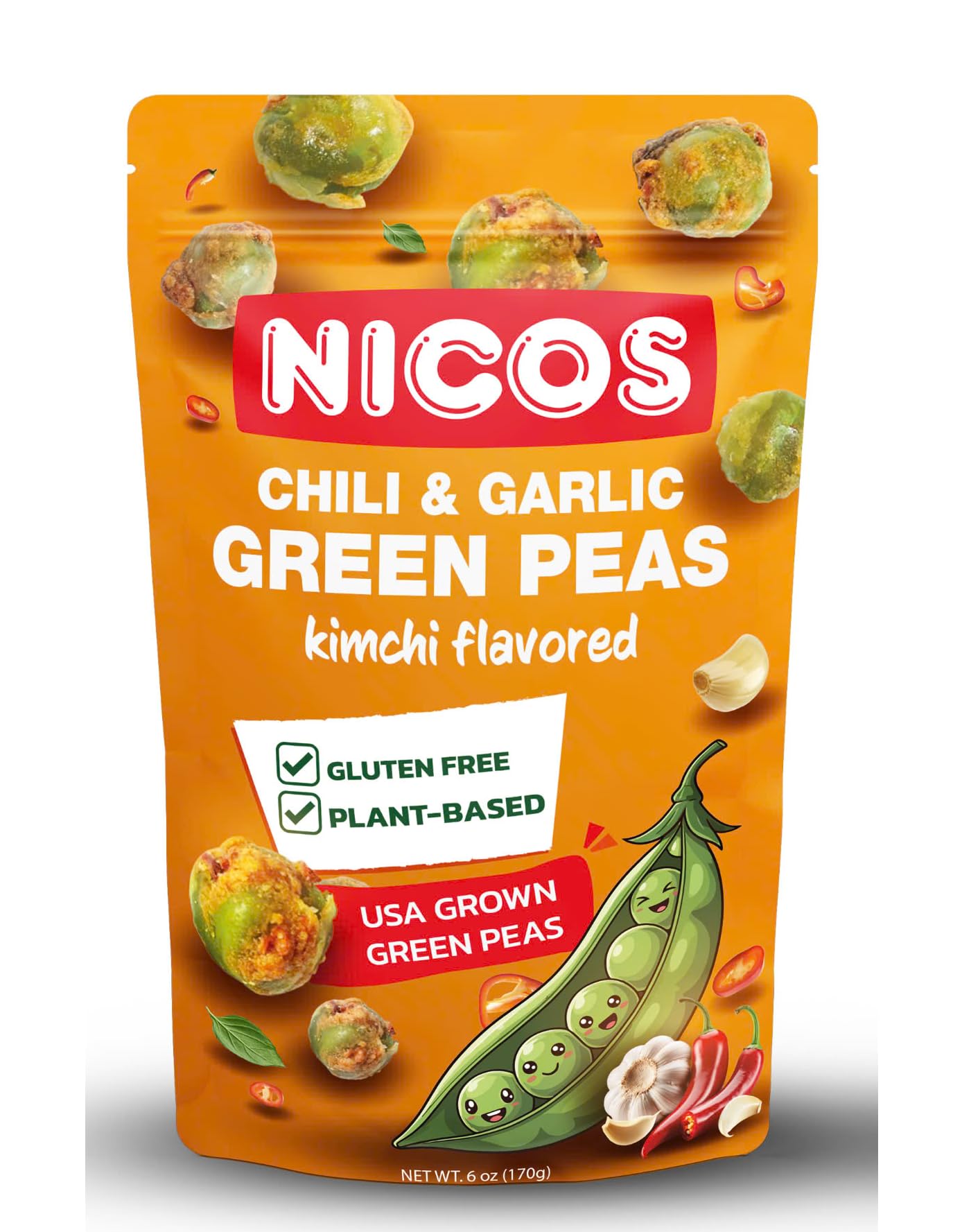Amazon.com : Nicos) Green Pea snacks 6oz (Pack of 2)-Gluten Free