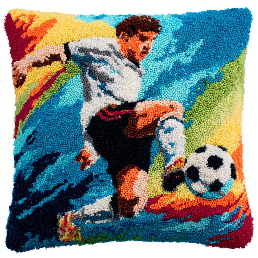 WallustrioaW Latch Hook Kits Pillow for Adults,Football Player