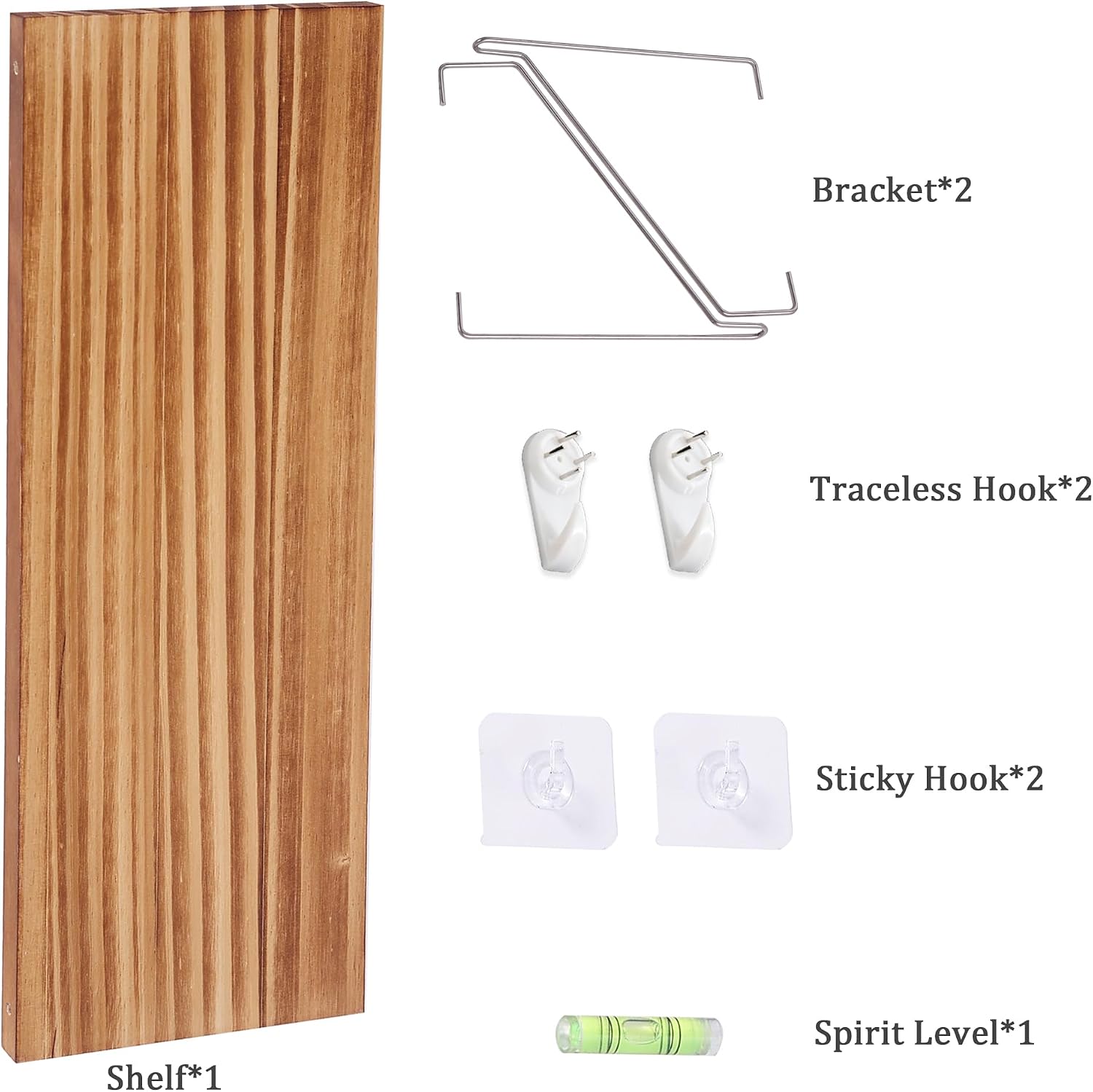 Floating Shelves for Projector 16.54 * 6 Inch 1 Set Wooden Shelf for Wall No Drill Wall Mounted Under TV Shelf for Storage Hanging Shelf for Bathroom Living Room Bedroom Kitchen (Brown)