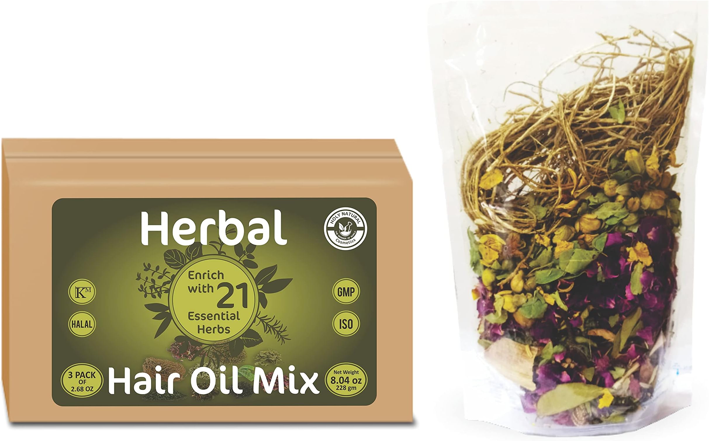 Herbal Hair Oil Mix | 76 g x 3 packs | 21 Essential herbs for hair growth | Make your own hair oil with 21, 100% Natural herbs & Seeds | Product of India