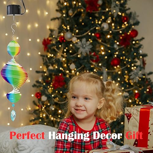 Miniatura 11 de Molinillos de viento, hilanderos de viento colgantes 3D, molinillos de viento para patio y jardín, flores de metal, arte de metal para patio, Púrpura