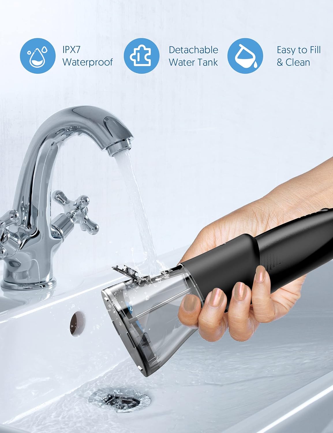 Water Flosser Cordless, SHANDII Portable Oral Irrigator, Deformable Dental Cleaner with 4 Modes and 6 Jets, Detachable Water Tank, IPX7 Waterproof, USB Rechargeable, for Home and Travel, ABB882 : Beauty & Personal Care