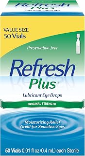 Refresh Plus Preservative-Free Lubricant Eye Drops, 50 Single-Use Vials for Dry, Irritated & Sensitive Eyes