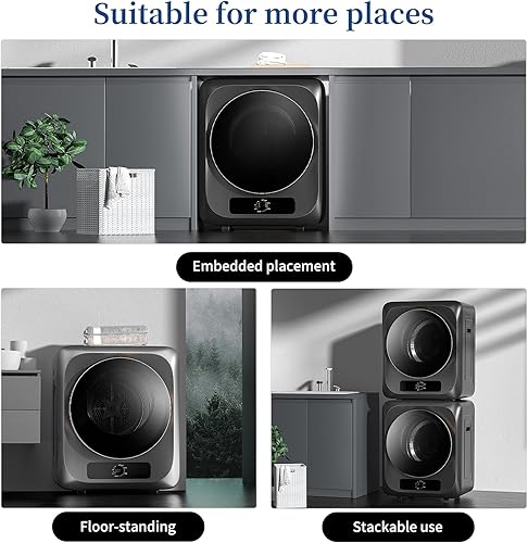 Miniatura 7 de VCJ Juego de lavadora y secadora portátil, lavadora totalmente automática de 25 libras y secadora portátil de 10 libras con bañera de acero