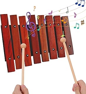 8-Note Wooden Xylophone with 2 Mallets - Birch Pine Wood - Perfect for Beginners