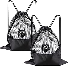 Sports String Backpack, 2 Pieces Multi-purpose Mesh Backpack, Football Bag with Drawstring, Drawstring Backpack Bag for Football, Fitness