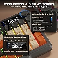 Vista 4 de LexonElec Teclado inalámbrico para juegos M96, control de perilla Bluetooth2.4G, teclado inalámbrico de sensación mecánica, retroiluminación LED RGB