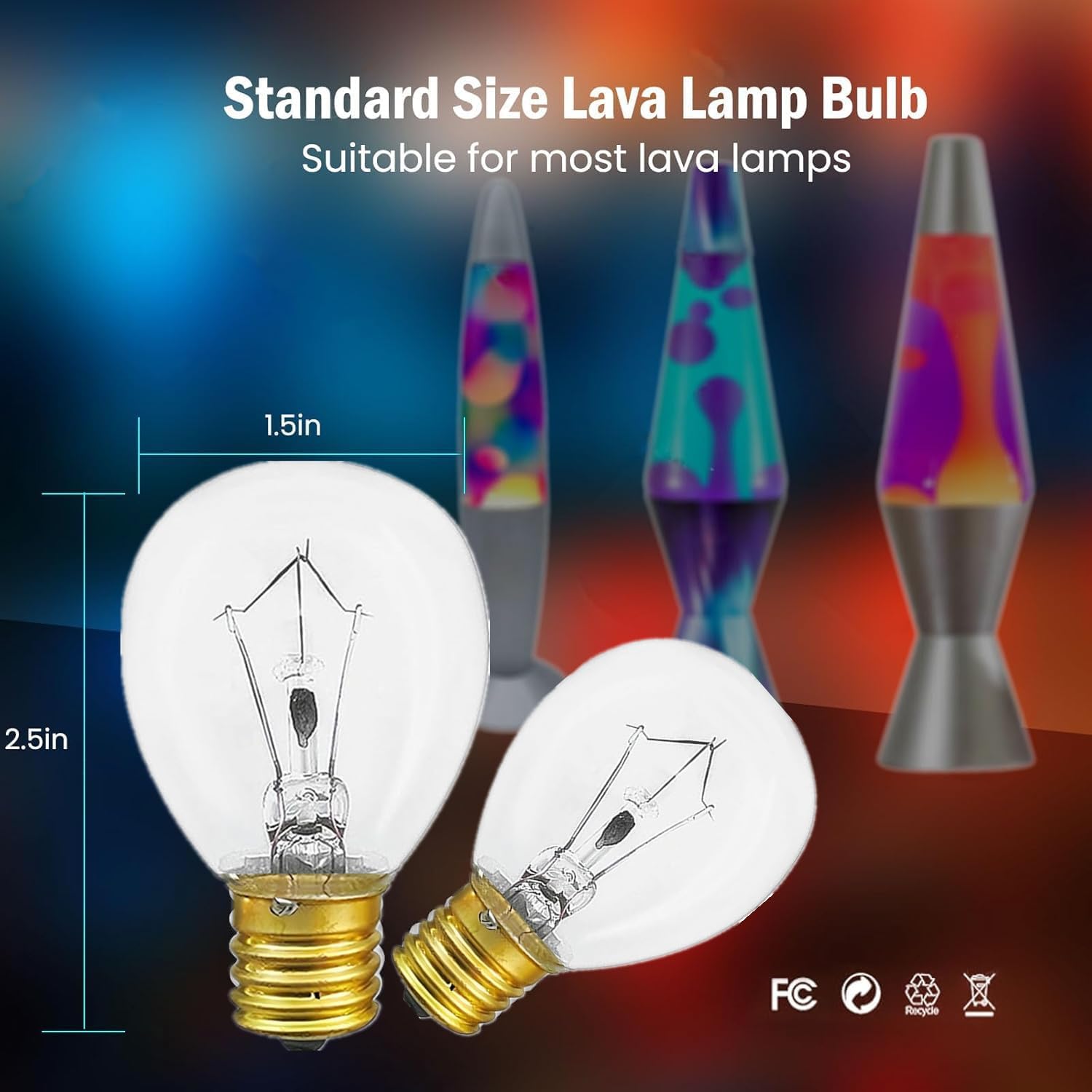 Lava Lamp Bulb, 25W S11 120 Volt E17 Base Lava Lamp Light Bulb,Replacement Bulbs for 14.5 Inch Lava Lamps and Glitter Lamps,Soft Warm White Glow, Long Life, High Temp Resistance (6)