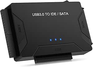 POSUGEAR Adaptateur USB 3.0 vers Dsique Dur IDE/SATA, Adaptateur USB Disque Dur Interne pour 2.5"/ 3.5" SATA HDD/SSD et IDE disques Dur avec Alimentation Externe DC 12V 2A et Câble USB 3.0