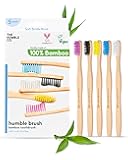 The Humble Co Bamboo Toothbrushes, 5 Pack - Soft Bristles Natural Bamboo Toothbrush - BPA Free Soft Bristles for Sensitive Gums - Non-Toxic & Plastic Free Handle - Dental Oral Care & Hygiene