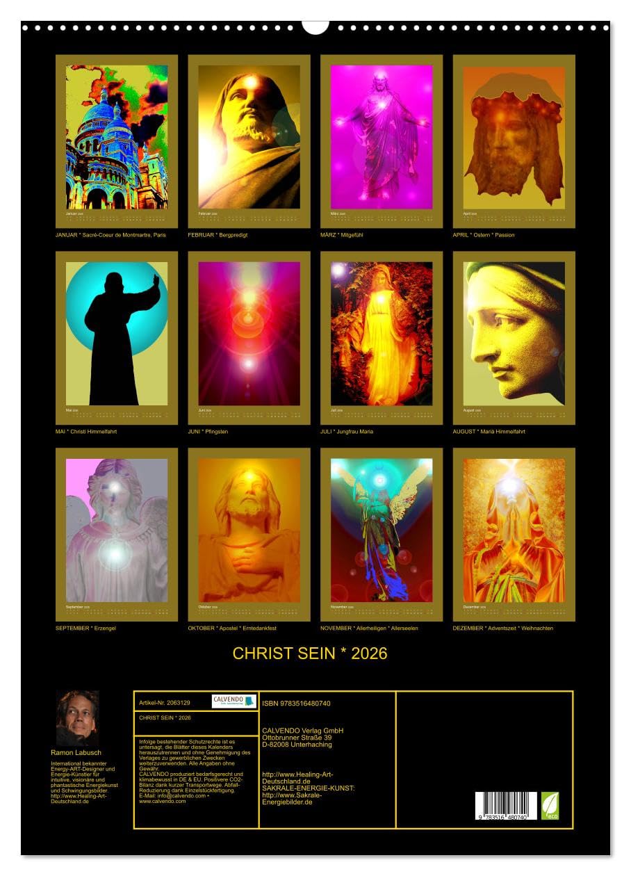 Calendario mensual CALVENDO de Christ SEIN * 2026 (calendario de pared 2026 DIN A2 alto), calendario mensual CALVENDO