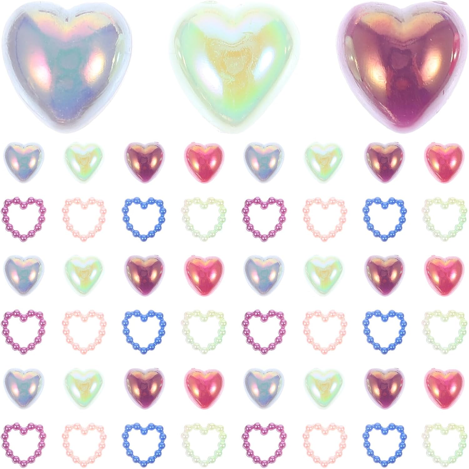 Heart-Shaped Flat Back Pearl Nail Charms 50g Pack Imitation Pearls for Nails and Crafting Embellishments Small Colorful and Jewelry Making