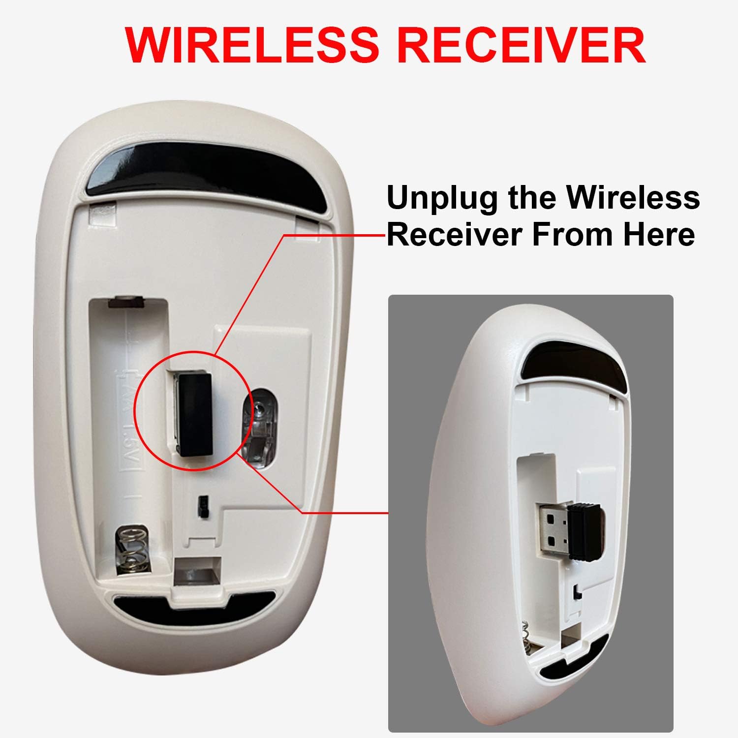 AREYTECO Wireless Mouse, 2.4G Wireless Silent Mouse, Ergonomic Slim Noiseless Click Wireless Mouse, Portable Mobile Optical Computer Mouse with USB Nano Receiver for Notebook, Laptop, PC, Black