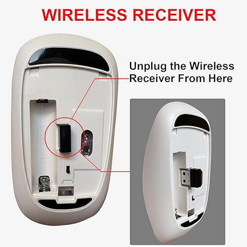 Miniatura 2 de AREYTECO Mouse inalámbrico, mouse inalámbrico delgado y silencioso duradero con receptor USB, 2.4 G, portátil, óptico, sin ruido, mouse ergonómico