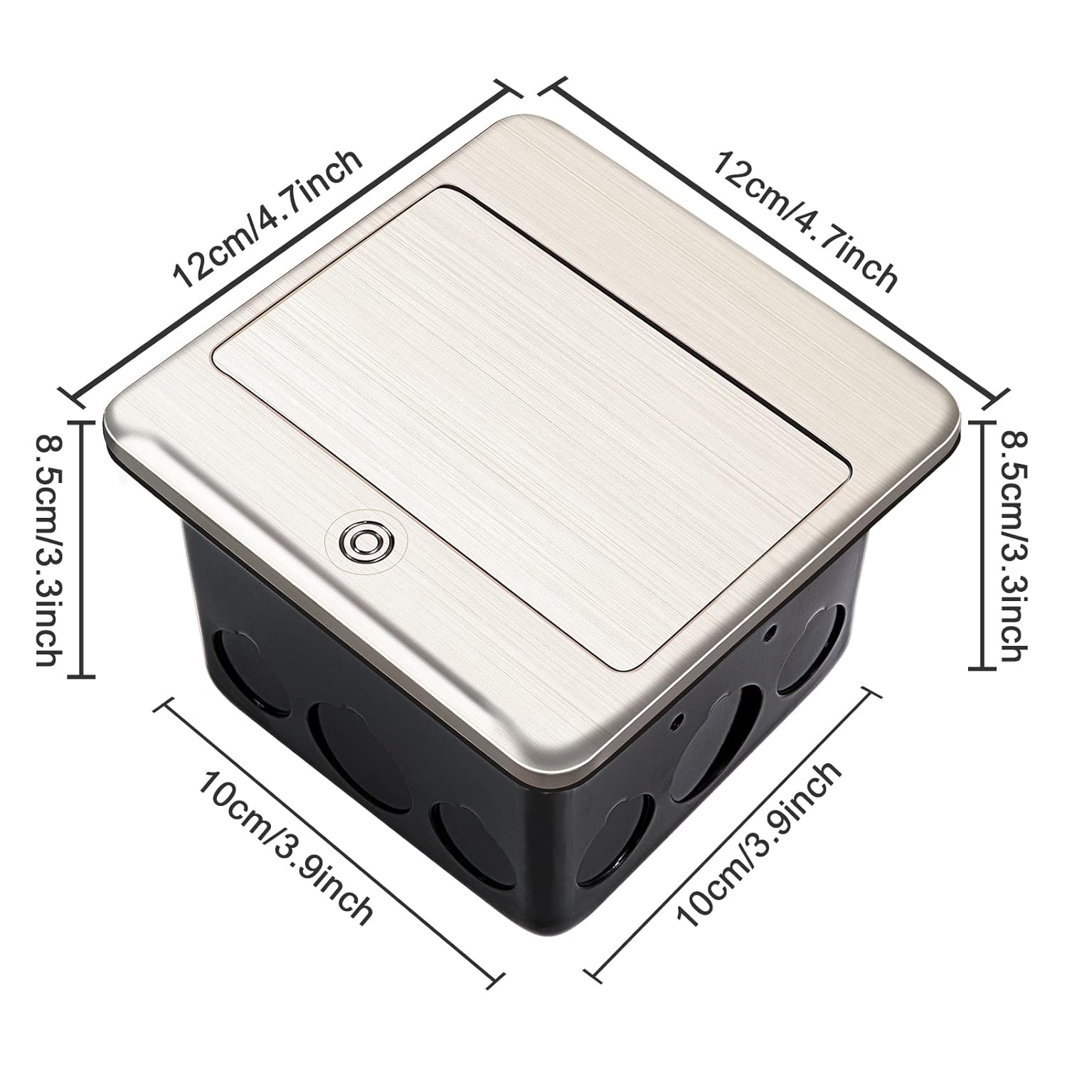 Vagueior Pop-Up Floor Box Kit, Waterproof Electrical Outlet Cover Box, Hidden GFCI Outlet & 20A Tamper-Resistant Receptacle Outlet with Slow Elastic Damping, ETL Certified, Metallic
