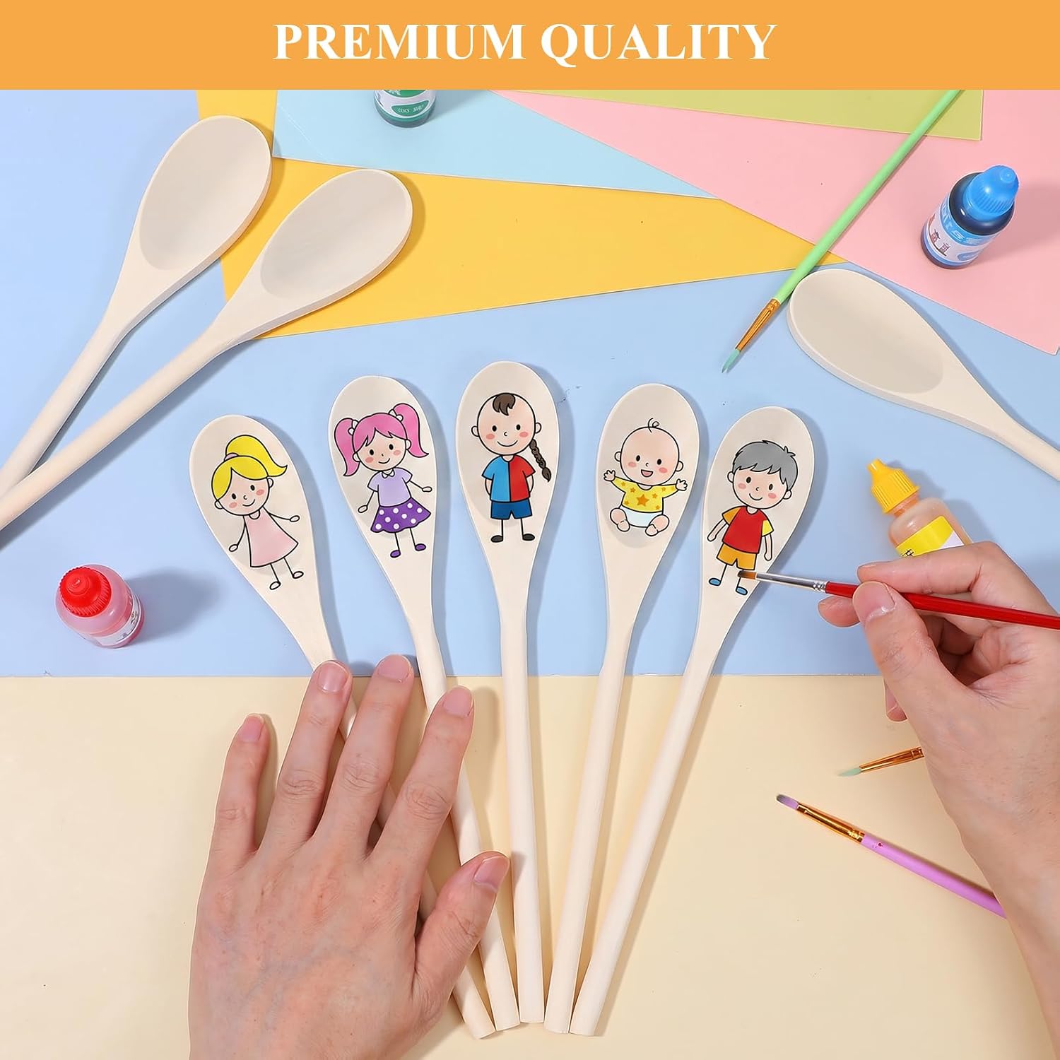 50 Pack Wooden Spoon Set, Wooden Spoons Bulk 10 Inch for Cooking Stirring Serving Maple