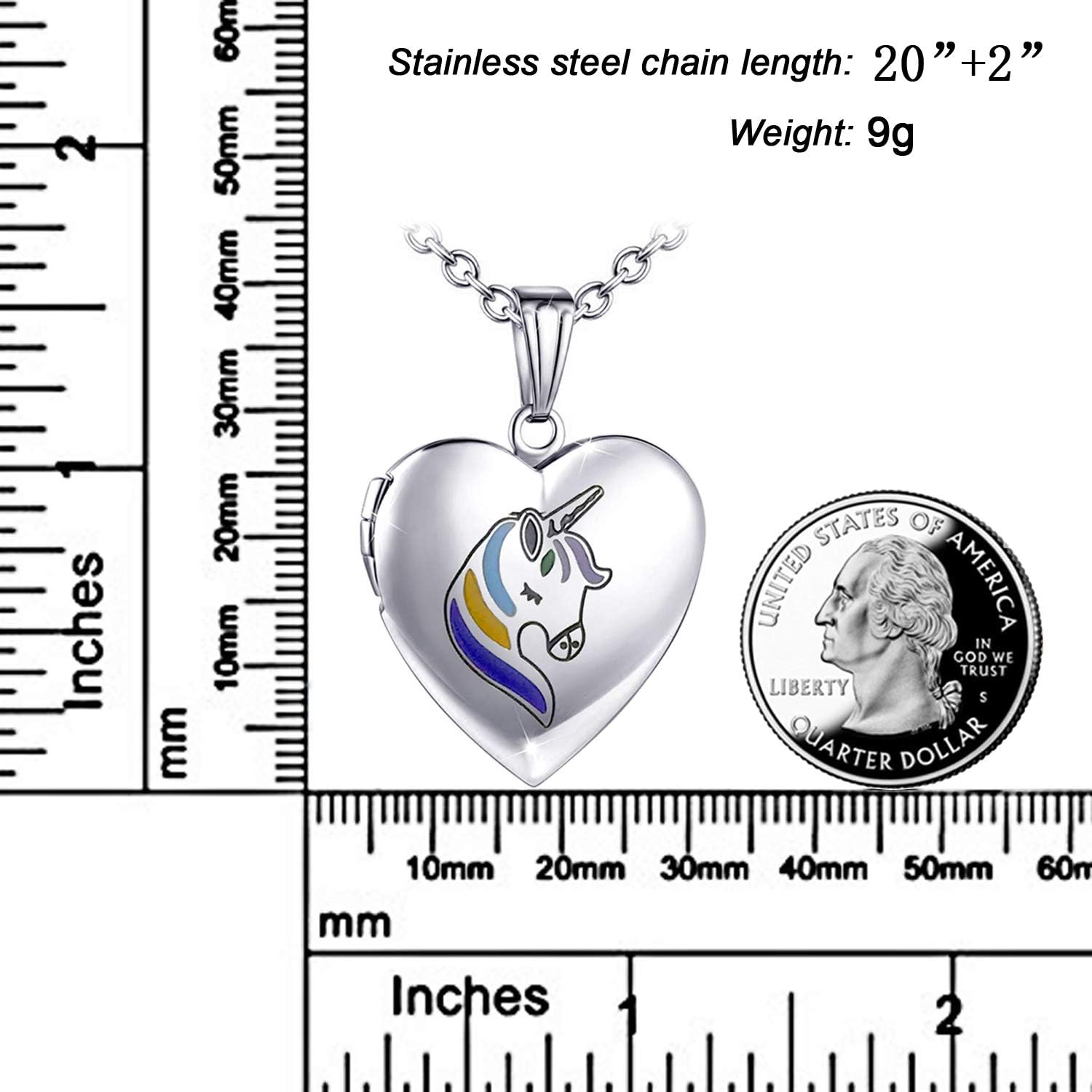 YOUFENG Unicorns Gifts for Her Love Heart Initial Letter Locket Necklace that Holds Pictures Enamel Locket Pendant Gifts for Women - Image 2