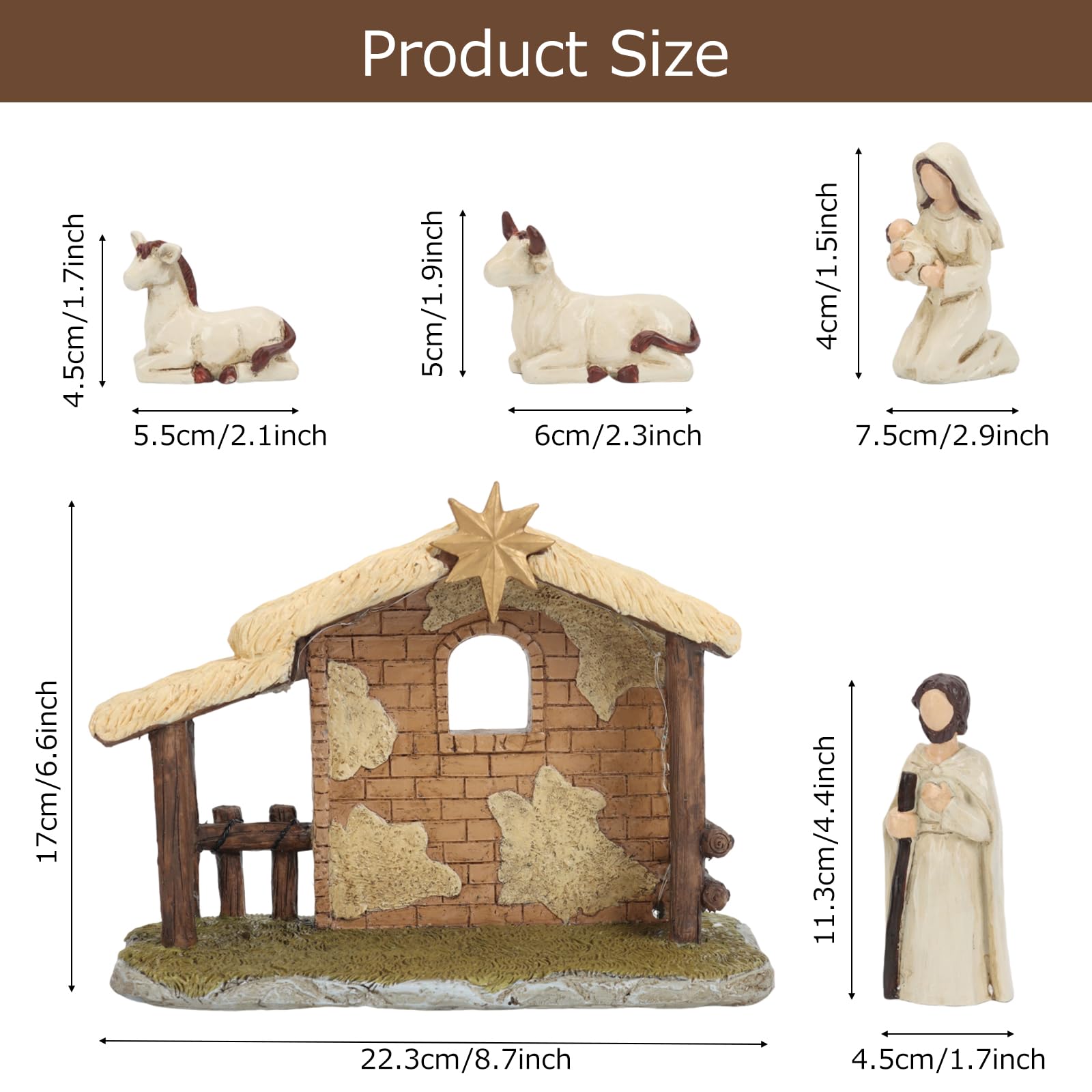 Hebaogugu Christmas Nativity Set, 2025 Xmas Nativity Scenes with Light - Image 2