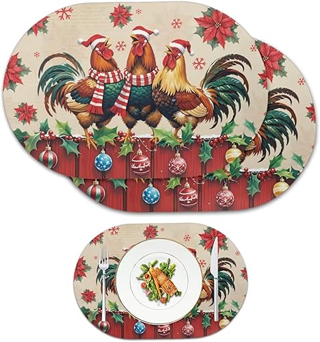 Miniatura 116 de Juego de 6 manteles individuales lavables para mesa de comedor, resistentes al calor, mesa de cocina, decoración del hogar, lavable, ovalada, de