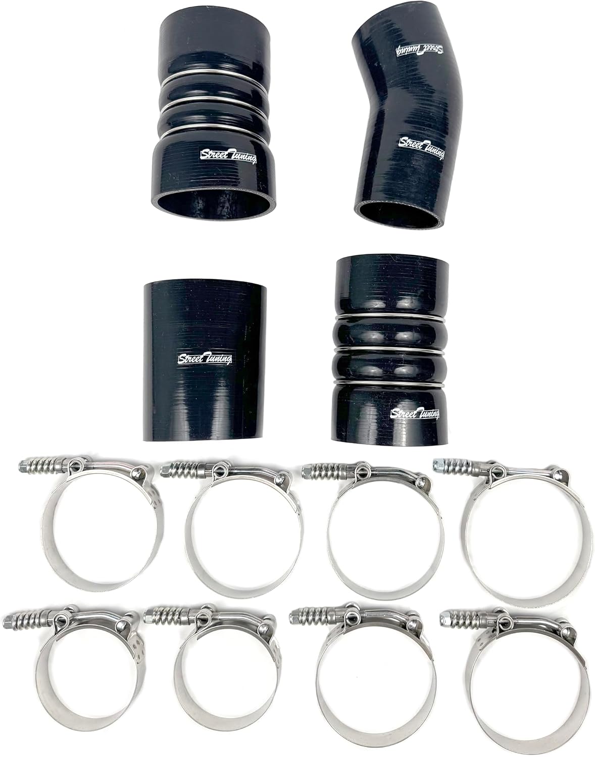 Intercooler Boots & T-Bolt Clamp Set – Compatible with Ford F250 F350 6.0L Powerstroke Diesel (2003–2007), Black