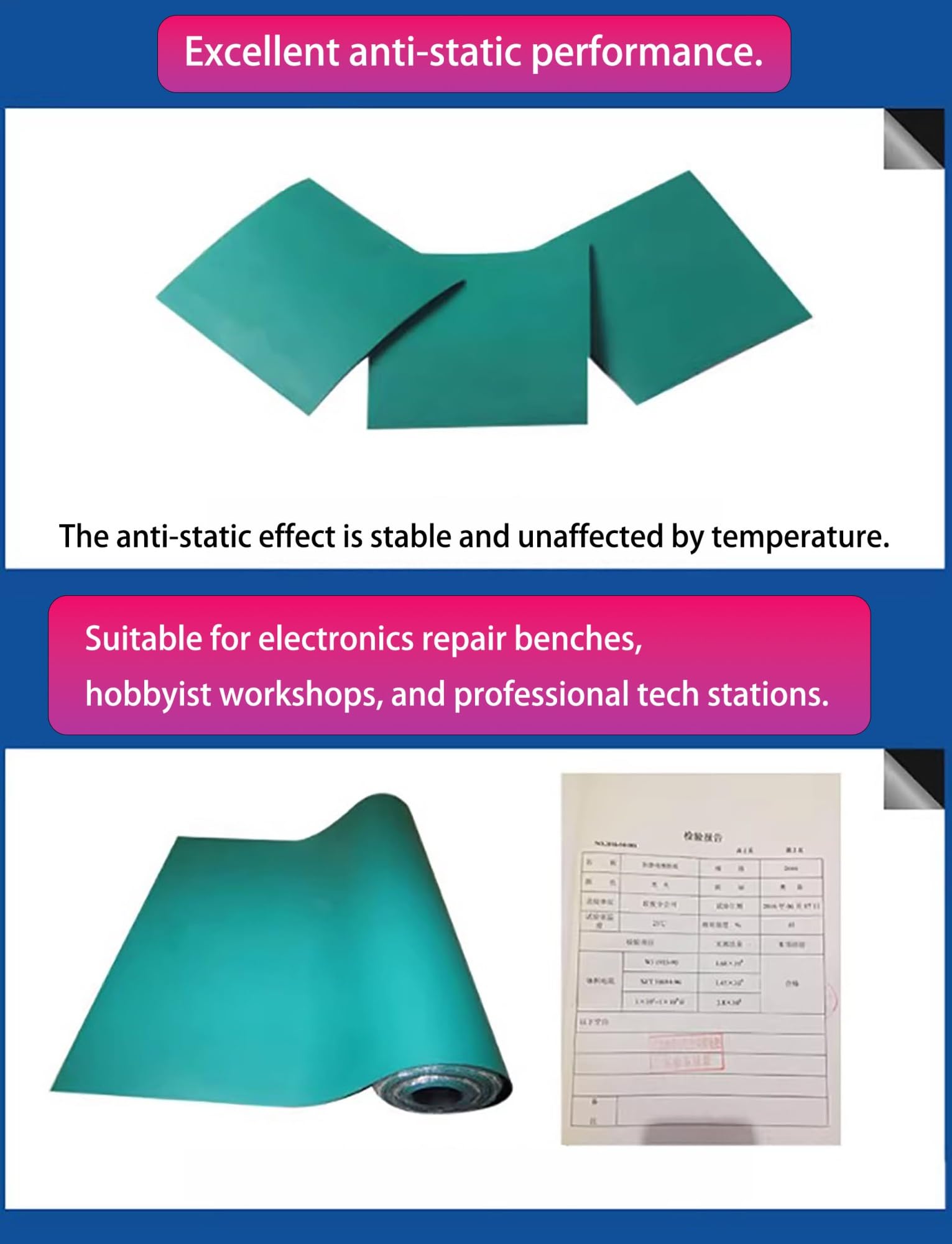 Alfombrilla de soldadura antiestática resistente al calor para reparación electrónica, protección de banco de trabajo