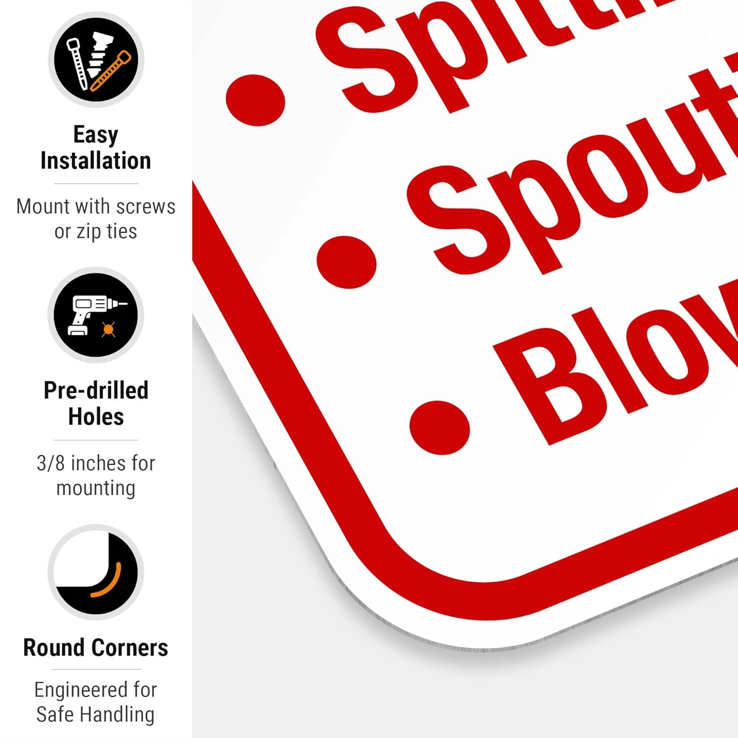 No Spitting Spouting Blowing Nose Sign, Pool Sign, 12x18 Inches, Rust Free .063 Aluminum, Fade Resistant, Made in USA